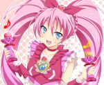  blue_eyes cure_melody dansa earrings heart houjou_hibiki jewelry long_hair magical_girl miracle_belltier musical_note open_mouth pink_hair precure solo suite_precure twintails 
