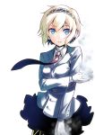  1girl aegis android blonde_hair blue_eyes necktie persona persona_3 simple_background solo 