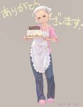  blonde_hair blue_eyes cake food hits lowres original simple_background sleeves_rolled_up smile solo thank_you weno weno's_blonde_original_character 