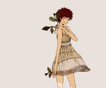  brown_hair dress original short_hair simple_background solo sundress uki_atsuya 