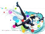  aqua_eyes aqua_hair boots detached_sleeves hand_on_headphones hatsune_miku headphones headset high_heels long_hair merlusa necktie shoes sitting skirt smile solo thigh-highs thigh_boots thighhighs twintails very_long_hair vocaloid 