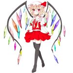  black_legwear blonde_hair chatamaru_(irori_sabou) flandre_scarlet hat lowres red_eyes side_ponytail skirt slit_pupils solo the_embodiment_of_scarlet_devil thigh-highs thighhighs touhou transparent_background tyata-maru unbuttoned untied wings zettai_ryouiki 