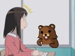  /\/\/\ azumanga_daioh azumanga_daiou brown_hair kasuga_ayumu pedobear pen school_uniform 