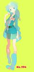  blue_hair hagiko hoodie personification pokemon short_shorts shorts solo wooper 
