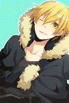  ayunekoya blonde_hair durarara!! jacket kida_masaomi male mutsuki_ayumi smile solo wink yellow_eyes 