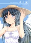  black_hair blue_eyes collarbone dress face gokou_ruri hands hat highres long_hair mole mushi024 ore_no_imouto_ga_konna_ni_kawaii_wake_ga_nai solo sun_hat sundress 