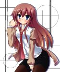  brown_hair highres jacket liya long_hair makise_kurisu necktie pantyhose short_shorts shorts solo steins;gate 