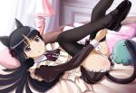  alternate_legwear animal_ears bed black_hair black_legwear blush cat_ears edogawakid gokou_ruri hairband highres lamp leg_hug legs_up long_hair lying maid mary_janes mole octopus on_back ore_no_imouto_ga_konna_ni_kawaii_wake_ga_nai panties pantyshot pantyshot_(lying) red_eyes smile solo stuffed_octopus tail thigh-highs thighhighs underwear white_panties 