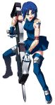  black_key black_keys blue_eyes blue_hair bodypaint boots ciel gloves huge_weapon melty_blood official_art open_mouth seventh_holy_scripture short_hair skirt takeuchi_takashi tattoo thigh-highs thigh_boots thighhighs throwing_knife tsukihime type-moon weapon zettai_ryouiki 