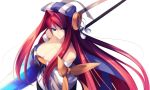  blue_eyes bow breasts cleavage dragonmaterial hat highres large_breasts long_hair red_hair redhead sengoku_hime sengoku_hime_3 solo yuuki_harumoto_(sengoku_hime) yuuki_harutomo_(sengoku_hime) 