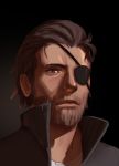  1boy beard brown_eyes brown_hair eyepatch facial_hair high_collar highres john_doe metal_gear_(series) metal_gear_solid real_life self-portrait short_hair solo 