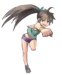  ahoge foreshortening ganaha_hibiki highres idolmaster ponytail punching shorts solo tank_top yu_65026 