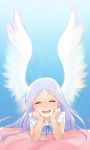 326 :d angel_wings ano_hi_mita_hana_no_namae_wo_bokutachi_wa_mada_shiranai closed_eyes eyes_closed happy honma_meiko long_hair open_mouth smile solo white_hair wings 
