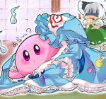  atto_maru_(?&forall;?) atto_maru_(?âˆ€?) atto_maru_(ã£â€šå“ã¢ë†â‚¬ã£â€šå“) blue_dress cosplay crossover dress ghost hairband hat hitodama kirby kirby_(series) konpaku_youmu konpaku_youmu_(ghost) saigyouji_yuyuko saigyouji_yuyuko_(cosplay) silver_hair skirt touhou transformation triangular_headpiece white_hair 