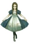  alice:_madness_returns alice_in_wonderland american_mcgee&#039;s_alice american_mcgee's_alice apron bad_id brown_hair curtsey dress green_eyes long_hair pantyhose zihling 