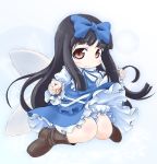  black_hair bloomers boots bow brown_eyes child dress kusaba long_hair ribbon solo star_sapphire touhou wings 