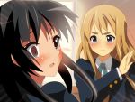  akiyama_mio black_eyes black_hair blazer blonde_hair blue_eyes blush error k-on! kotobuki_tsumugi long_hair multiple_girls open_mouth oyu_no_kaori school_uniform slap slapping tears 