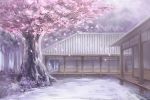  c.z. cherry_blossoms east_asian_architecture forest grass hakugyokurou house nature no_humans scenery sky touhou tree 