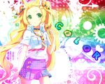  animal_ears blonde_hair feathers food_as_clothes food_themed_clothes green_eyes h2so4 rainbow 