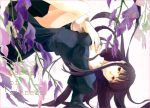  bad_id bangs blunt_bangs flower kara_no_kyoukai legs long_hair purple_hair red_eyes school_uniform yubari 