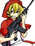  bad_id blonde_hair blue_eyes bulleta grin gun hood m4_carbine misaki_takashi rifle smile vampire_(game) weapon 