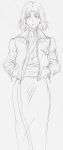  graphite_(media) graphite_(medium) highres jacket japanese_clothes kara_no_kyoukai kimono short_hair sketch solo traditional_media yagyuu 