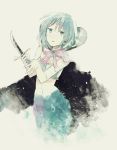  adapted_costume bad_id blue_eyes blue_hair bow cape knt31 mahou_shoujo_madoka_magica mermaid miki_sayaka monster_girl oktavia_von_seckendorff solo spoilers sword tsuzuya_(knt31) weapon 