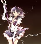  bad_id bishoujo_senshi_sailor_moon black_hair bow brown_background choker cocopps earrings elbow_gloves facial_mark forehead_mark glaive gloves jewelry magical_girl pleated_skirt polearm purple_eyes ribbon sailor_collar sailor_moon_musical sailor_saturn saturn_symbol serious short_hair silence_glaive skirt solo sparkle spear star star-shaped_pupils symbol-shaped_pupils tomoe_hotaru violet_eyes weapon white_gloves 
