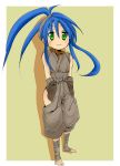  blue_hair cosplay green_eyes highres ibuki ibuki_(cosplay) izumi_konata lucky_star ninja parody street_fighter thighs 