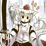  animal_ears bare_shoulders blush bust detached_sleeves face hat inubashiri_momiji open_mouth shield short_hair silver_hair solo sword tail tokin_hat touhou water waterfall weapon white_hair wolf_ears wolf_tail yudepii 