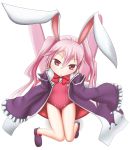  agent_(artist) agent_(ikuoikuo) animal_ears bow bunny_ears highres ingrid_sorveig_sorgrims jacket long_hair lotte_no_omocha! no_socks pink_hair red_eyes shoes sitting sleeves_past_wrists solo twintails 
