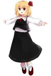  absurdres bad_id blonde_hair fang hair_ribbon highres mika_(moc828) open_mouth outstretched_arms pearl_flower red_eyes ribbon rumia short_hair solo the_embodiment_of_scarlet_devil touhou youkai 