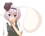  ascot blue_eyes blush bow bust ghost hairband hitodama katanakko_daisuki konpaku_youmu konpaku_youmu_(ghost) short_hair silver_hair solo touhou vest white_hair 