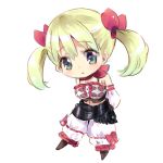  atelier_(series) blonde_hair blush chibi detached_sleeves green_hair hair_ribbon lionela_heinze lowres maromi_(am97) midriff ribbon ribbon_choker shirt skirt solo twintails 