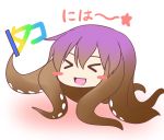  &gt;_&lt; blush_stickers brown_hair gradient_hair hijiri_byakuren ichimi multicolored_hair purple_hair solo takoluka tentacle_hair touhou 