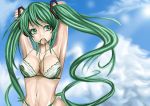  bikini cleavage clouds green_hair hatsune_miku long_hair sky swimsuit twintails vocaloid 