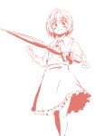  blush closed_umbrella face kazami_yuuka monochrome open_mouth short_hair skirt smile solo touhou umbrella youkai yudepii yuderupii 