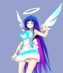  angel artist_request halo hands holding panty_&amp;_stocking_with_garterbelt setsuna_(nlima) simple_background solo stocking_(character) stocking_(psg) wings 
