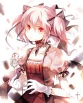  bad_id bow choker dark_persona dhiea gloves grief_seed hair_ribbon jewelry kaname_madoka kriemhild_gretchen mahou_shoujo_madoka_magica personification pink_hair puffy_sleeves red_eyes ribbon sad short_hair short_twintails solo soul_gem spoilers tears twintails white_gloves 