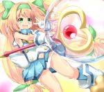  :d blazblue blonde_hair blush boots bow bubble gloves green_eyes green_ribbon hair_intakes hair_ribbon hairband happy heart heart-shaped_pupils highres long_hair low-tied_long_hair magical_girl naka navel open_mouth panties platinum_the_trinity quad_tails ribbon smile solo staff symbol-shaped_pupils two_side_up underwear v white_gloves white_panties 