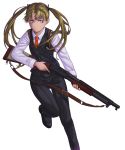  blonde_hair blue_eyes crossdraw_holster gun gunslinger_girl handgun holster necktie pants shotgun triela twintails waistcoat weapon yorimitsu 