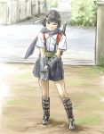  black_hair headband legs miniskirt ninja original school_uniform short_hair skirt solo tnt tnt_(aaaazzzz) 
