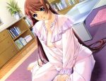  absurdres anjou_marine barefoot breasts brown_hair highres ino long_hair pajama purple_eyes sister_scheme 