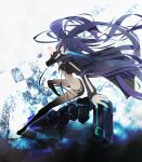  arm_cannon black_rock_shooter black_rock_shooter_(character) glowing glowing_eyes hands highres legs long_hair plastick shorts solo very_long_hair weapon zerokichi 