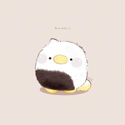  animal_focus bird blush_stickers commentary full_body grey_background no_humans original photo-referenced romaji_commentary romaji_text signature simple_background solid_circle_eyes solo standing tenmiyakiyo white_bird 