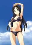  1girl akiyama_mio armpits bikini black_hair blush breasts cleavage highres k-on! long_hair norizou_type-r r&#039;s_factory smile solo swimsuit swimsuit 