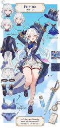  1girl character_sheet furina_(genshin_impact) genshin_impact medium_hair one_eye_closed underwear 