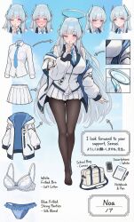  1girl blue_archive cellphone character_sheet halo long_hair noa_(blue_archive) phone smartphone underwear 