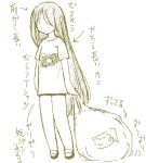  long_hair lowres monochrome sketch solo sotto t-shirt translated translation_request 