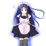  blue_hair breasts cosplay curtsey denpa_onna_to_seishun_otoko heart highres large_breasts long_hair maid maid_headdress mataro purple_eyes smile solo thigh-highs thighhighs touwa_meme violet_eyes 